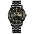 BINBOND B2077 30M Waterproof Quartz Luminous Watch Butterfly Buckle Men's Steel Belt Watch(Black Steel-Black) - free shipping - PMC TechLife - Order now!