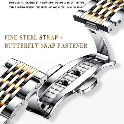 BINBOND B2077 30M Waterproof Quartz Luminous Watch Butterfly Buckle Men's Steel Belt Watch(Black Steel-Black) - free shipping - PMC Jewellery - Order now!