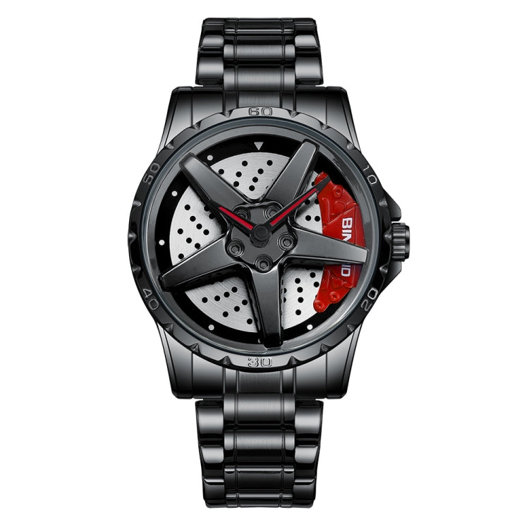 BINBOND D002 Car Hub Dial Multifunctional Waterproof and Wear-resistant Men's Watch(Black Steel-Red) - free shipping - PMC TechLife - Order now!