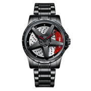 BINBOND D002 Car Hub Dial Multifunctional Water-resistant and Wear-resistant Men's Watch(Black Steel-Red)