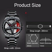 BINBOND D002 Car Hub Dial Multifunctional Water-resistant and Wear-resistant Men's Watch(Black Steel-Red)
