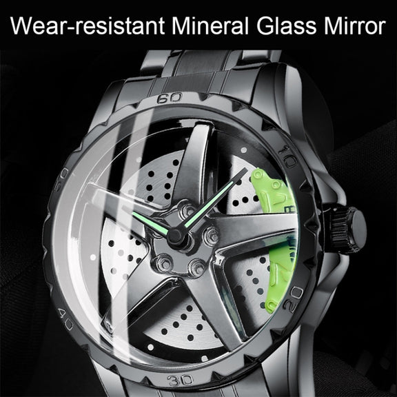 BINBOND D002 Car Hub Dial Multifunctional Water-resistant and Wear-resistant Men's Watch(Black Steel-Red)