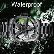 BINBOND D002 Car Hub Dial Multifunctional Water-resistant and Wear-resistant Men's Watch(Black Steel-Red)
