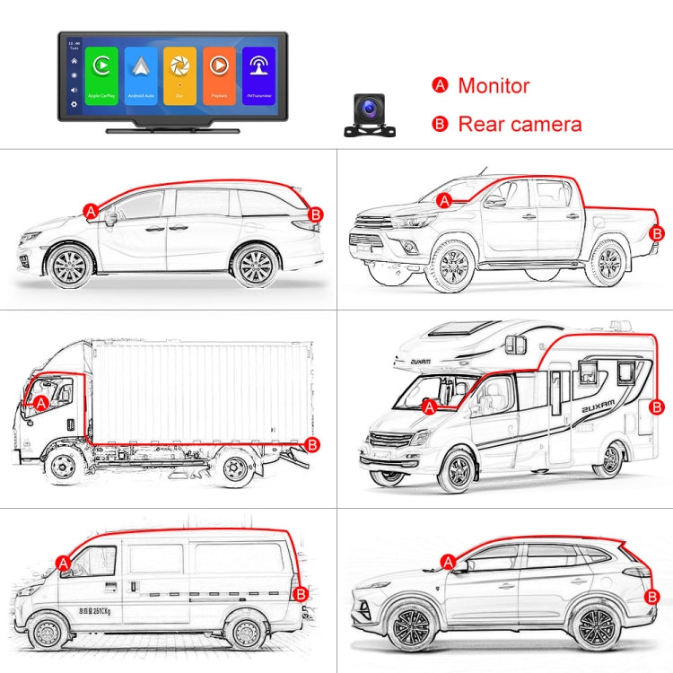 A3073 HD Wired 9.3 Inch 1 To 1 Smart Player With Wireless Carplay Two-way Video Split-screen Display(Black) - Car MP3 & MP4 & MP5 by PMC TechLife | Online Shopping South Africa | PMC TechLife | Buy Now Pay Later Mobicred
