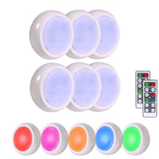 Ambience Pat Light Bedside Eye Protection Night Light, Color: RGBW Color Light Battery(6pcs With 2 Remote Control)