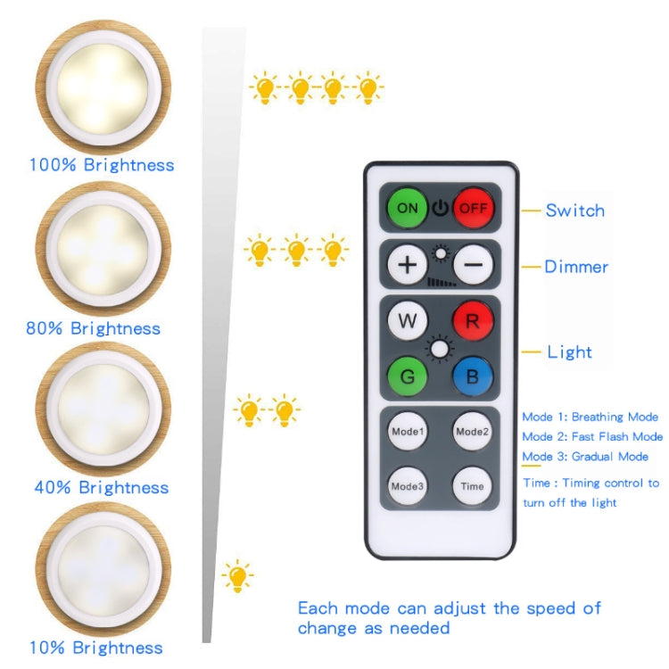 Ambience Pat Light Bedside Eye Protection Night Light, Color: RGBW Color Light Battery(6pcs With 2 Remote Control) - Novelty Lighting by PMC TechLife | Online Shopping South Africa | PMC TechLife | Buy Now Pay Later Mobicred