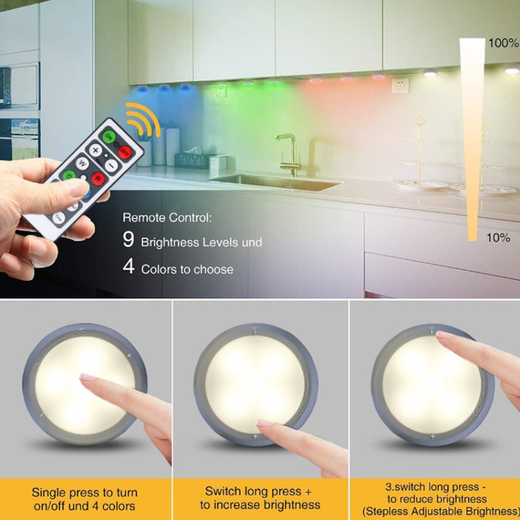 Ambience Pat Light Bedside Eye Protection Night Light, Color: RGBW Color Light Battery(6pcs With 2 Remote Control)