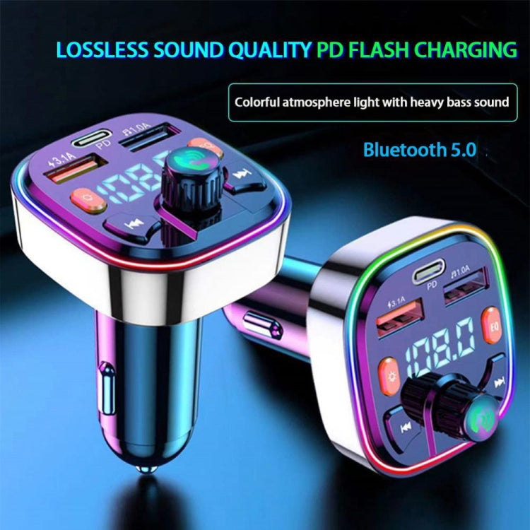 Q5 3.1A USB+PD Bluetooth Car Charger Car FM Transmitter Colorful Lighting - Bluetooth Car Kits by PMC TechLife | Online Shopping South Africa | PMC TechLife | Buy Now Pay Later Mobicred