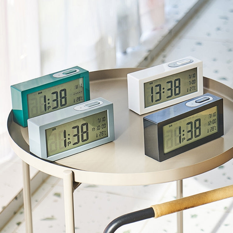 8890H Multifunctional Photosensitive Bedside Small Alarm Clock LCD Screen Digital Clock(White)