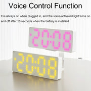 8017 LED Screen Voice Control Digital Alarm Clock Desktop Multifunctional Temperature Clock(Green)