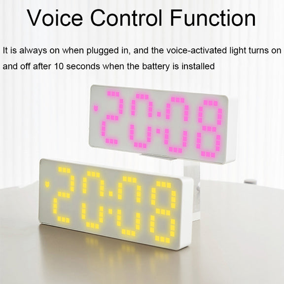 8017 LED Screen Voice Control Digital Alarm Clock Desktop Multifunctional Temperature Clock(Ice Blue)