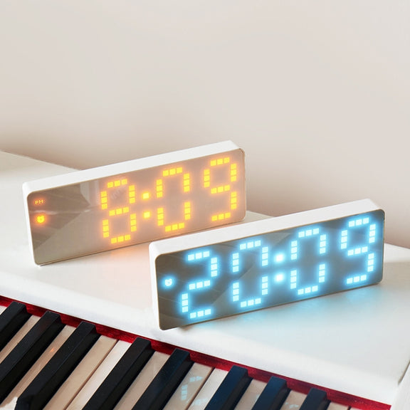 8017 LED Screen Voice Control Digital Alarm Clock Desktop Multifunctional Temperature Clock(White)