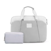 13.3-14 inch Computer Handheld Messenger Bag For Apple MacBook / Huawei / Xiaomi / Basne(Ladder hand gray+gray PU power package)