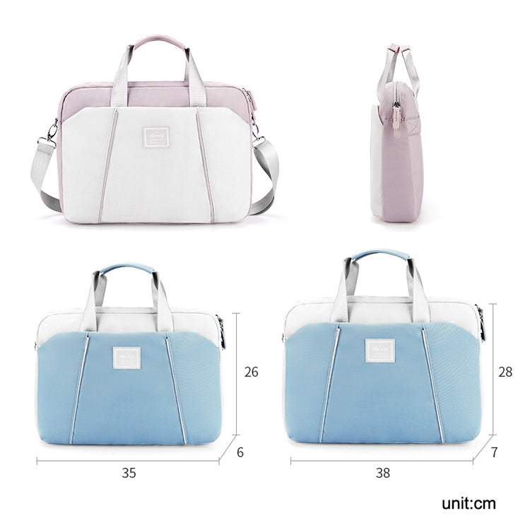 13.3-14 inch Computer Handheld Messenger Bag For Apple MacBook / Huawei / Xiaomi / Basne(Ladder tape light blue+gray PU power package) - 13.3 inch by PMC TechLife | Online Shopping South Africa | PMC TechLife | Buy Now Pay Later Mobicred