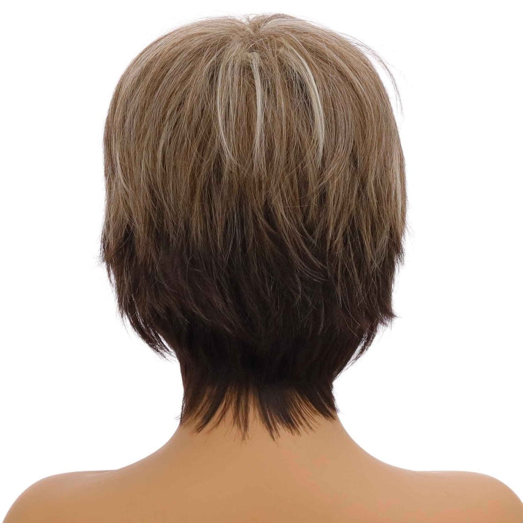 Wig-381 Brown Mixed Light Gold Women High Temperature Silk Curly Short Hair Wig - free shipping - PMC TechLife - Order now!