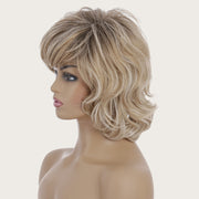 Wig-450 Gold Ladies Short Curly Hair High Temperature Silk Chemical Fiber Wig Headgear