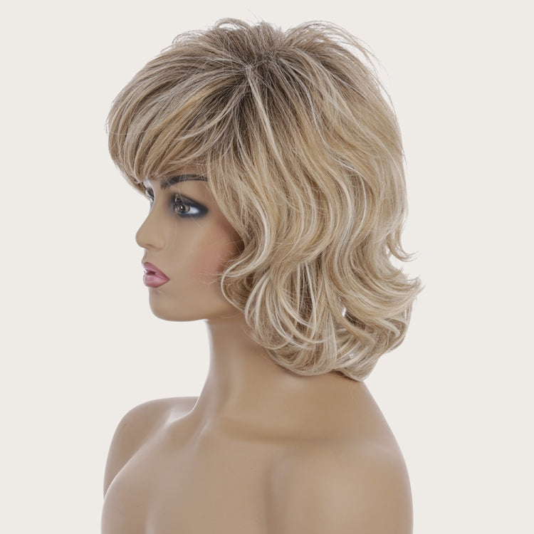 Wig-450 Gold Ladies Short Curly Hair High Temperature Silk Chemical Fiber Wig Headgear
