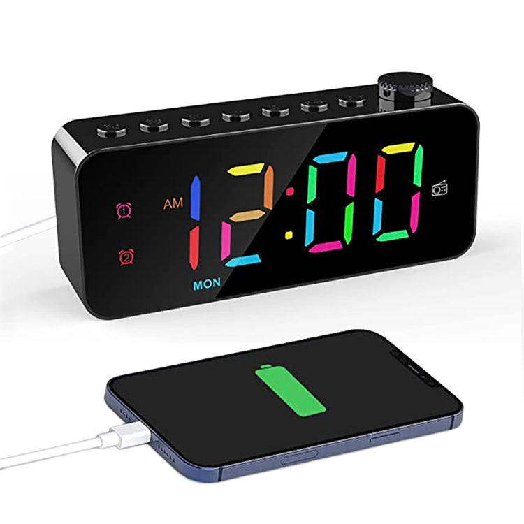 RGB Color Changing LED Digital Alarm Clock with FM Radio Built-in 8 Natural Music(White) - Alarm Clocks by PMc TechLife | Online Shopping South Africa | PMc TechLife | Buy Now Pay Later Mobicred