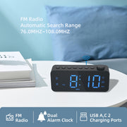 RGB Color Changing LED Digital Alarm Clock with FM Radio Built-in 8 Natural Music(White)