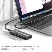 M.2 NVME SATA SSD Enclosure Adapter With 4 In 1 Hub USB 3.2 Gen 2 10Gbps HDD Adapter Support SD/TF Cardread(Black)