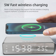 W258 With Clock / Temperature Display Desktop Phone / Earphone Wireless Charging(5W Black)