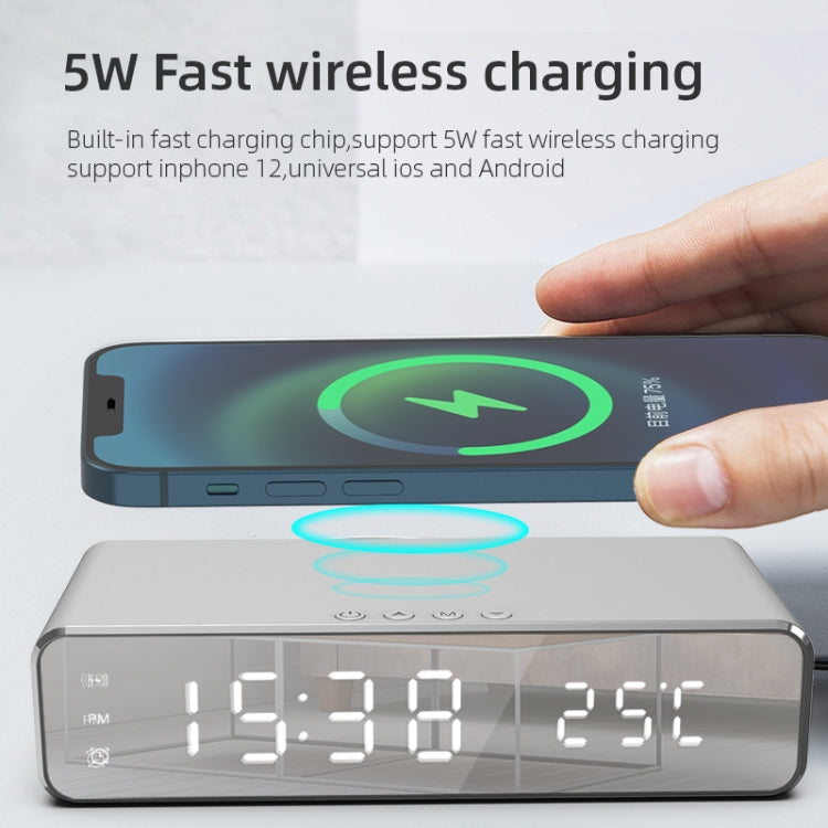 W258 With Clock / Temperature Display Desktop Phone / Earphone Wireless Charging(5W Black)