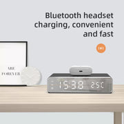 W258 With Clock / Temperature Display Desktop Phone / Earphone Wireless Charging(5W Black)