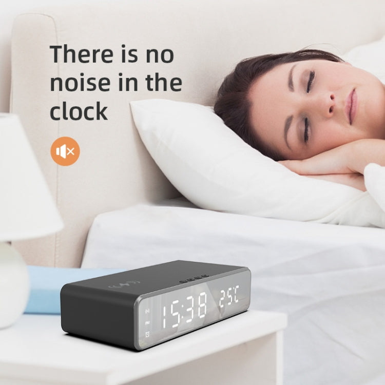 W258 With Clock / Temperature Display Desktop Phone / Earphone Wireless Charging(5W Black)