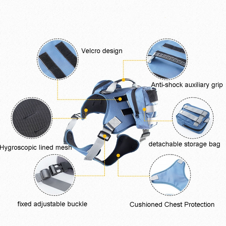 Dog Explosion-proof Chest Strap With Detachable Combination Backpack, Size: M(Lake Blue)