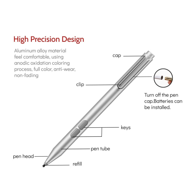 F94S For Microsoft Surface Series Stylus Pen 1024 Pressure Level Electronic Pen(Silver) - Pencil Accessories by PMC Jewellery | Online Shopping South Africa | PMC Jewellery | Buy Now Pay Later Mobicred