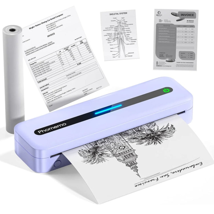 Phomemo M832 300dpi Wireless Thermal Portable Printer, Size: A4 Version(Purple) - free shipping - PMC TechLife - Order now!