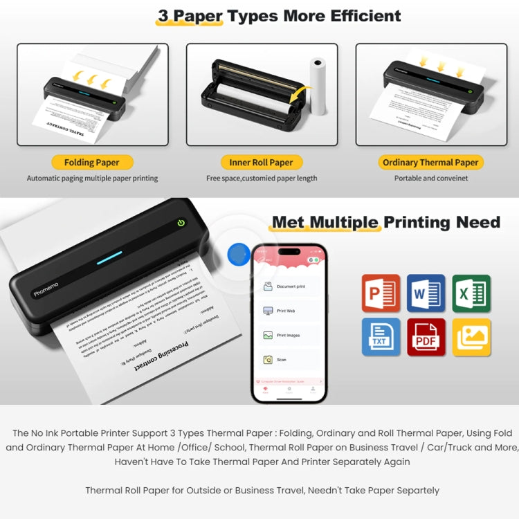 Phomemo M832 300dpi Wireless Thermal Portable Printer, Size: Letter Version(Black)