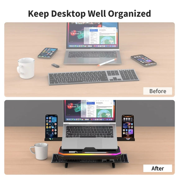 Laptop Stand with RGB Lighting 9-Level Adjustable Notebook Stand(Black)