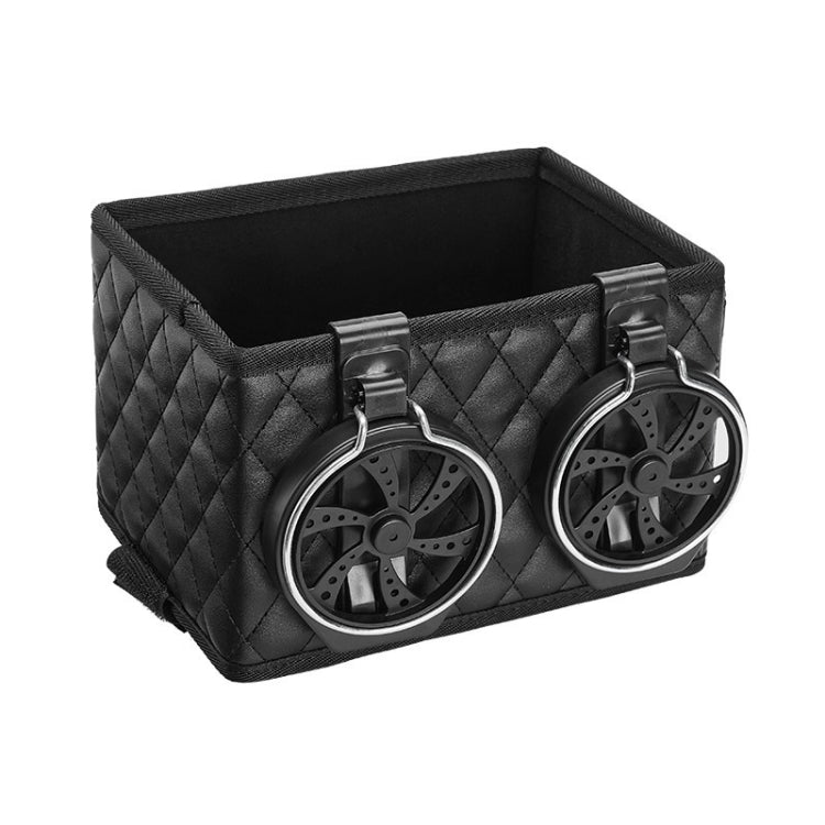 Car Armrest Box Folding Storage Box Multifunctional Water Cup Holder(Leather Black) - Stowing Tidying by PMC TechLife | Online Shopping South Africa | PMC TechLife | Buy Now Pay Later Mobicred