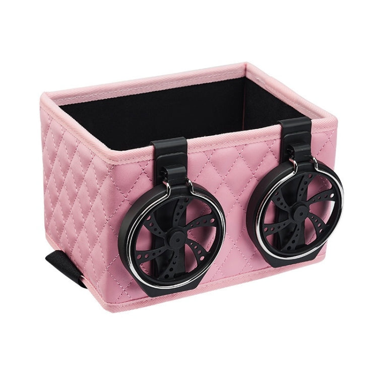 Car Armrest Box Folding Storage Box Multifunctional Water Cup Holder(Leather Pink) - Stowing Tidying by PMC TechLife | Online Shopping South Africa | PMC TechLife | Buy Now Pay Later Mobicred