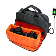 SLR Camera Bag Men Crossbody  Photography Bag Water-resistant Carrying Case with USB Charging Port, Size: Small