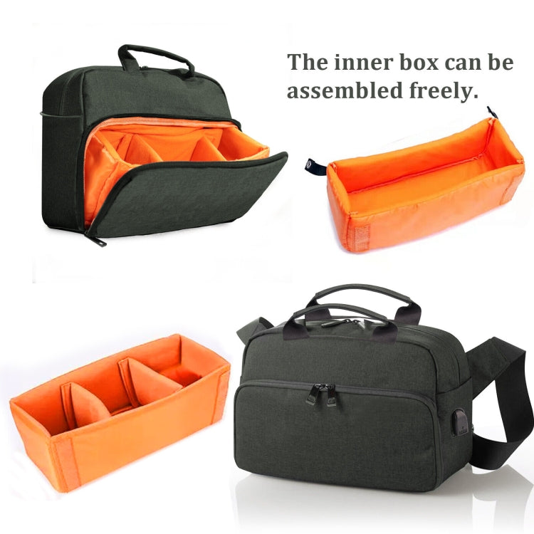 SLR Camera Bag Men Crossbody  Photography Bag Waterproof Carrying Case with USB Charging Port, Size: Large - Strap Satchel by PMC TechLife | Online Shopping South Africa | PMC TechLife | Buy Now Pay Later Mobicred