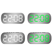 6637 LED Digital Display Temperature Electronic Clock Desktop Mirror Alarm Clock(Black White Light)