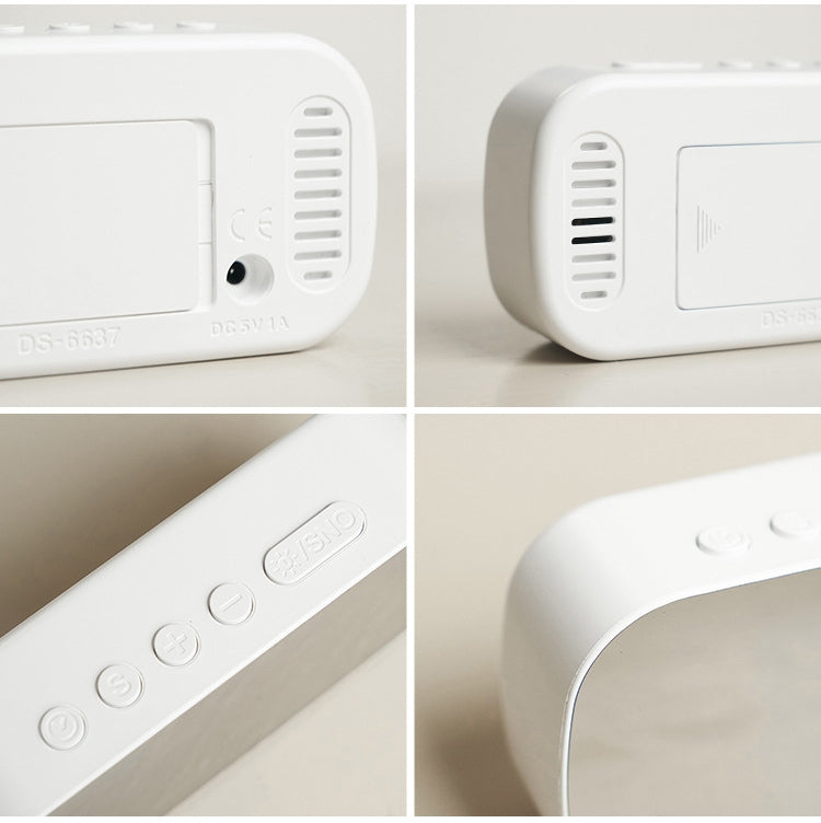 6637 LED Digital Display Temperature Electronic Clock Desktop Mirror Alarm Clock(White White Light) - Alarm Clocks by PMc TechLife | Online Shopping South Africa | PMc TechLife | Buy Now Pay Later Mobicred