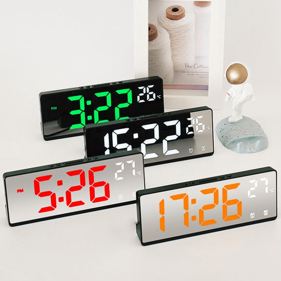 6631 LED Digital Display Multifunctional Electronic Clock Desktop Temperature Mirror Alarm Clock(Color Light)
