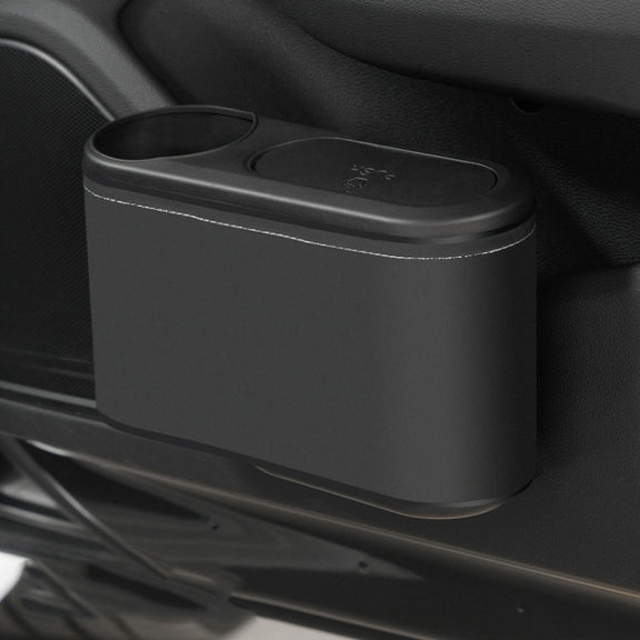 Car Seat Water Cup Holder Umbrella Storage Box Trash Can, Color: Black Leather