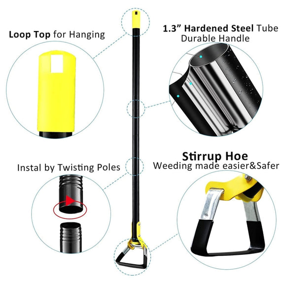 MYL-10 Stirrup Ring Weeding Hoes Garden Tools, Specification:  4 Sections 1.6m