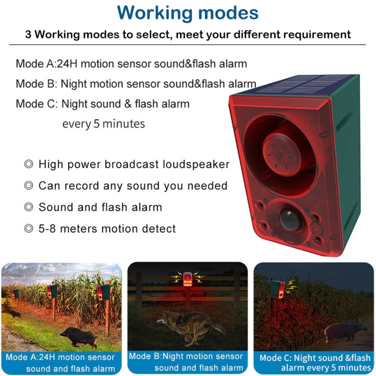 N911N Solar Alarm Infrared Sensor Sound And Light Blast Warning Light Animal Repeller(English Version) - Alarm System by PMC TechLife | Online Shopping South Africa | PMC TechLife