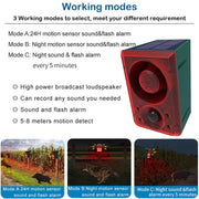 N911N Solar Alarm Infrared Sensor Sound And Light Blast Warning Light Animal Repeller(English Version)