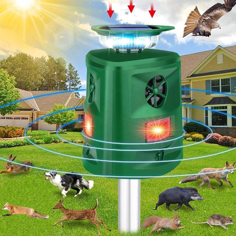 SK698 Solar Powered Animal Repeller 360 Degree Strobe Light Bird Repeller Ultrasonic Rat Repeller(Green) - Outdoor Insect Repellent by PMC TechLife | Online Shopping South Africa | PMC TechLife | Buy Now Pay Later Mobicred
