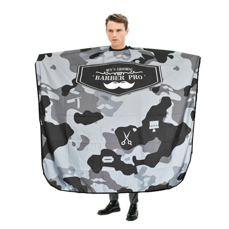 Scissor Beard Print Barber Post Barber Haircut Cape Wrap(Black)