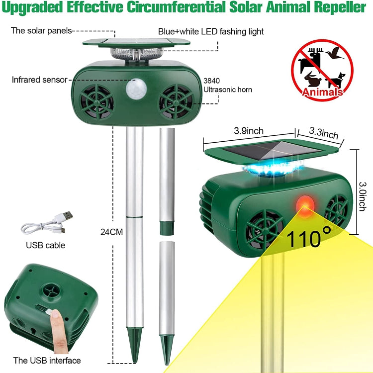 SK628 Solar Powered Animal Repeller 360 Degree Strobe Light Bird Repeller Ultrasonic Rat Repeller(Green) - Outdoor Insect Repellent by PMC TechLife | Online Shopping South Africa | PMC TechLife | Buy Now Pay Later Mobicred