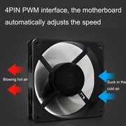 MF14025 4pin High Air Volume Low Noise High Wind Pressure FDB Magnetic Suspension Chassis Fan 2000rpm (Black)