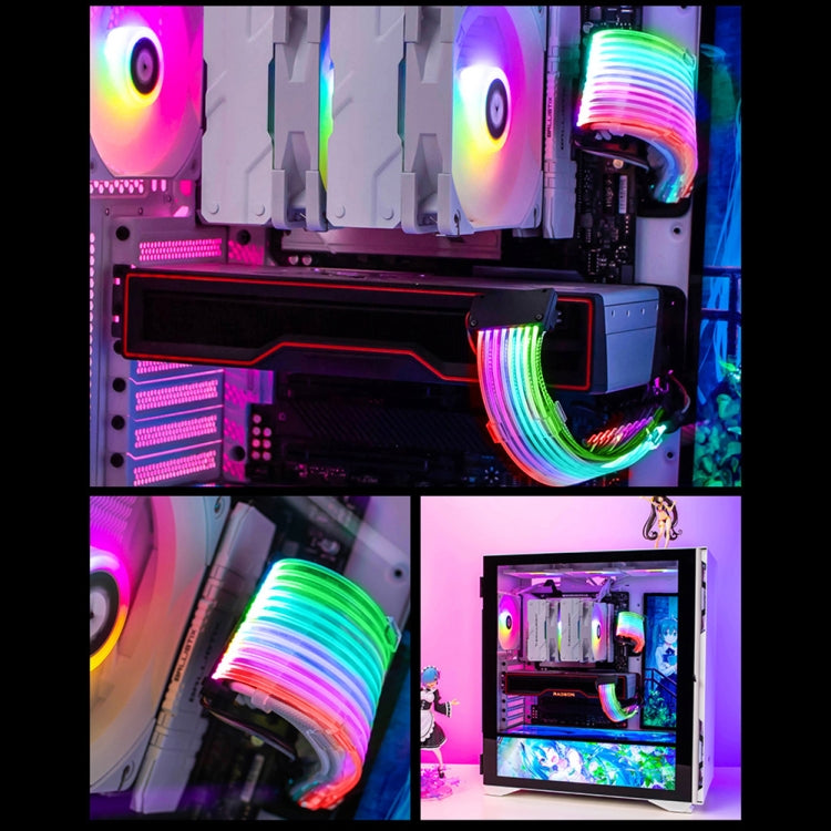 24pin Motherboard Power Supply Light Wire Black 5V ARGB Neon Color Line - PCIE Cable by PMC TechLife | Online Shopping South Africa | PMC TechLife | Buy Now Pay Later Mobicred
