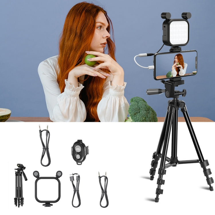 KIT-15LM Tripod Fill Light With Microphone Vlogging Kit  For Live Phone Recording(Black) - Stand by PMC TechLife | Online Shopping South Africa | PMC TechLife | Buy Now Pay Later Mobicred